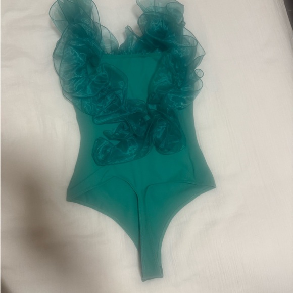 Green Ruffled Bodysuit - Picture 2 of 4